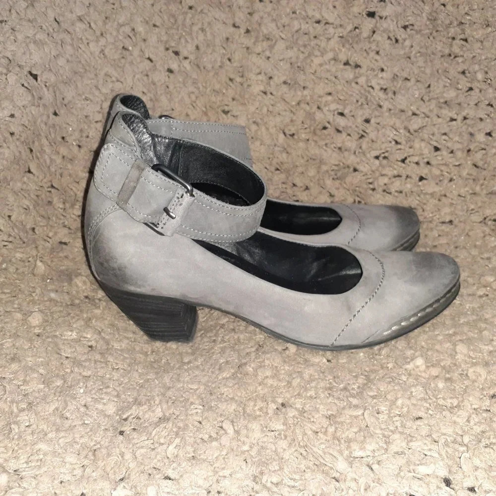 HOGL BRAND-Dark Gray Nubuck-Oiled Leather Areas-Ankle Wrap Strap Snap-Sz 6-NM - Picture 4 of 7